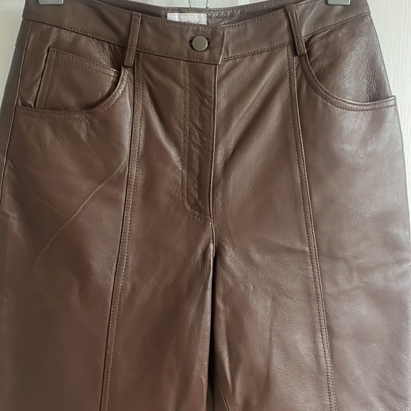 Together Brown Leather High Waisted Trousers - Picture 6 of 7